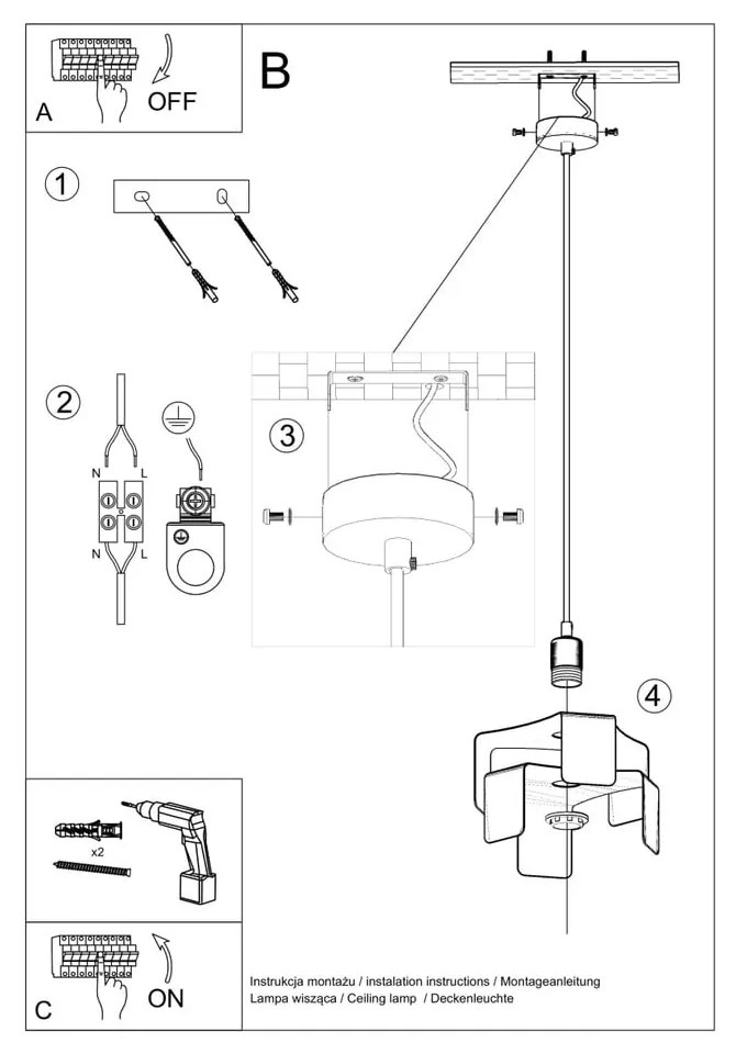 Czarna lampa wisząca z metalowym kloszem ø 24 cm Rossario – Nice Lamps