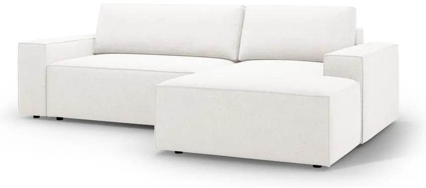 Biały rozkładany narożnik z materiału bouclé (prawostronny) Jodie – Micadoni Home