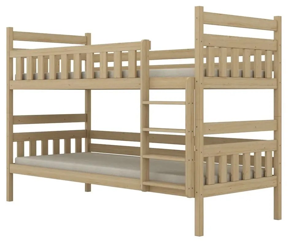 Łóżko piętrowe BARTEK 180x80 sosna lakierowana drewniane trzyosobowe z szufladami KOCOT KIDS