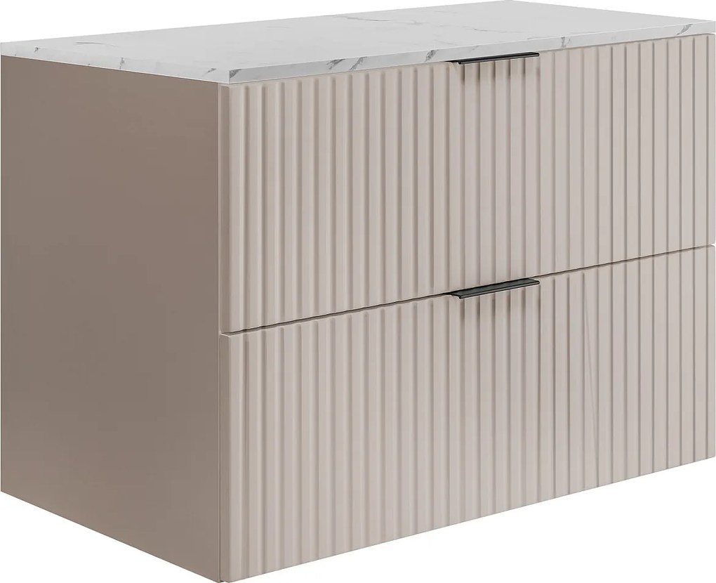 Wandhängender Badezimmerschrank, Kaschmir /weißem Marmor (MDF), 80 x 57 x 46 cm