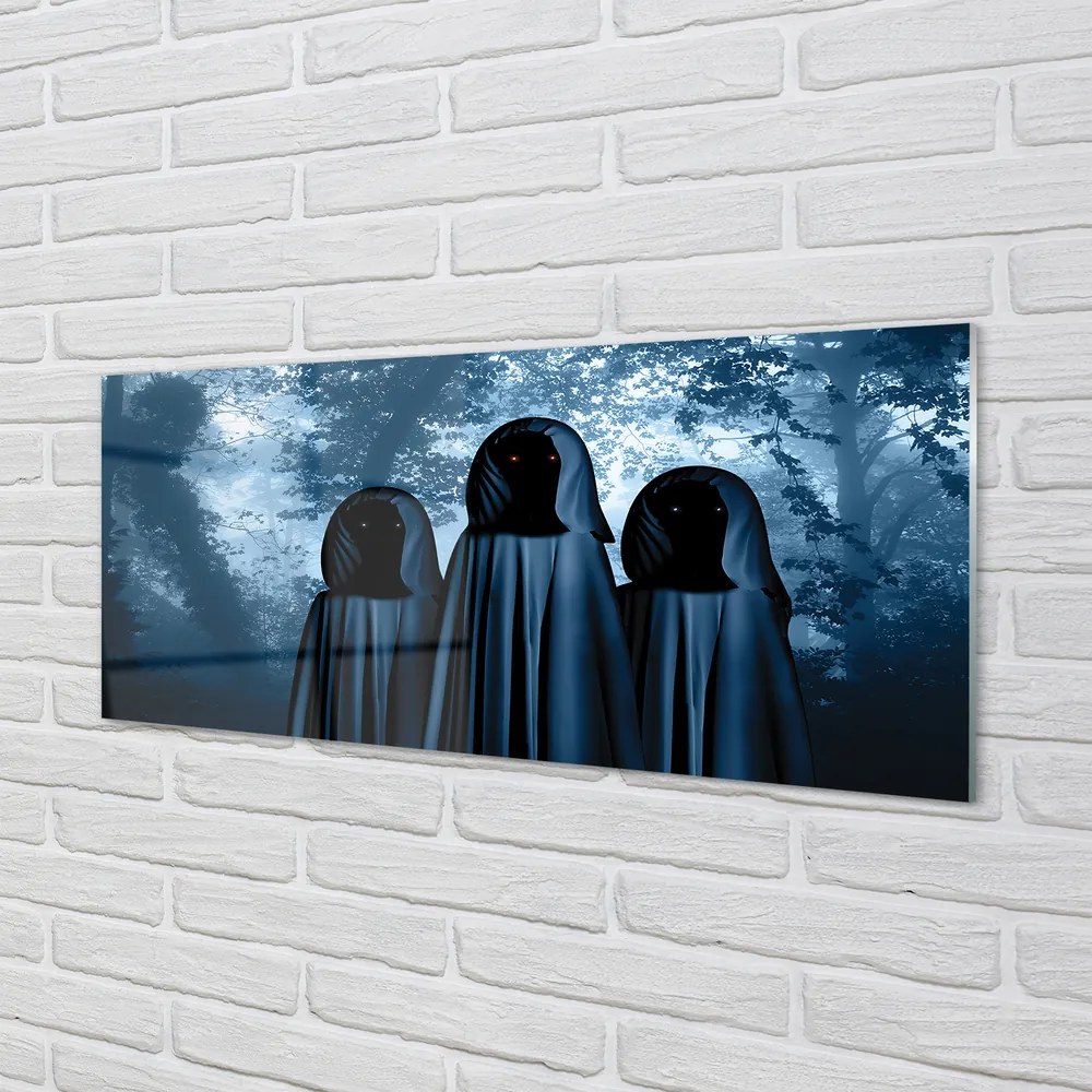 Szklany Panel Mroczny Las i Straszne Postacie