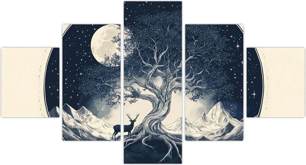 Obraz – Magiczne drzewo z jeleniem I. (125x70 cm)