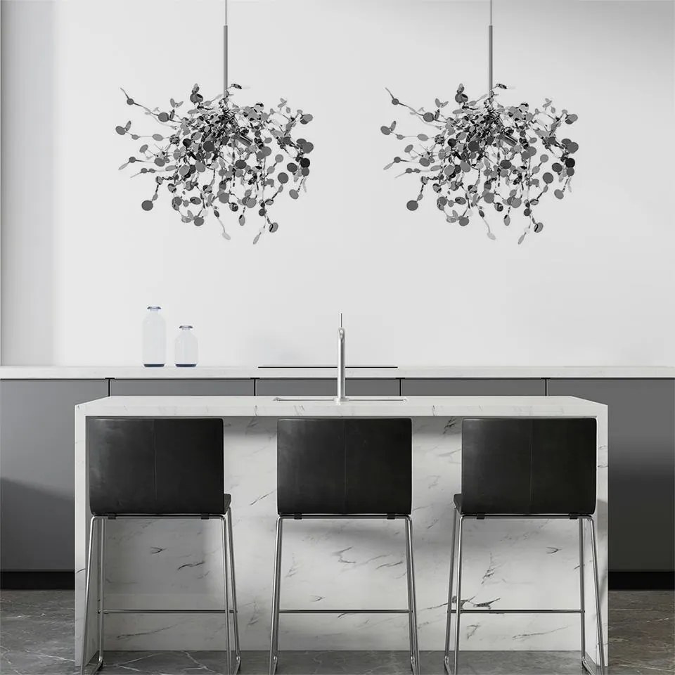 Designerska lampa wisząca Monete Single, chromowana