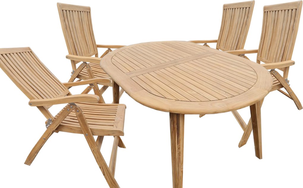 TECTONA - drewniany rozkładany stół tekowy 150/200x95 cm - Towar z drobną wadą (N294)