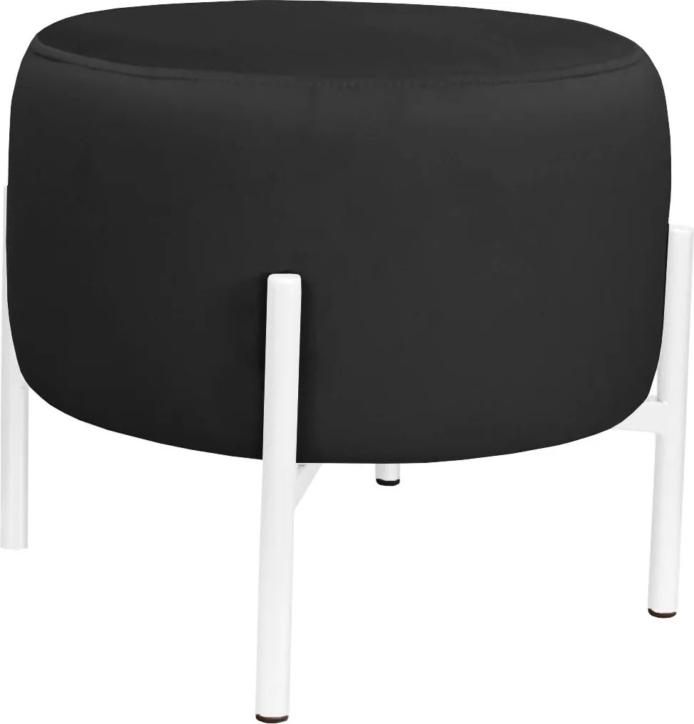 Pufa OLA loft ławka podnóżek metal : Kolor Stelaża - Biały, Kolor tkaniny - VELVET - MG19, Typ tkaniny - Velvet
