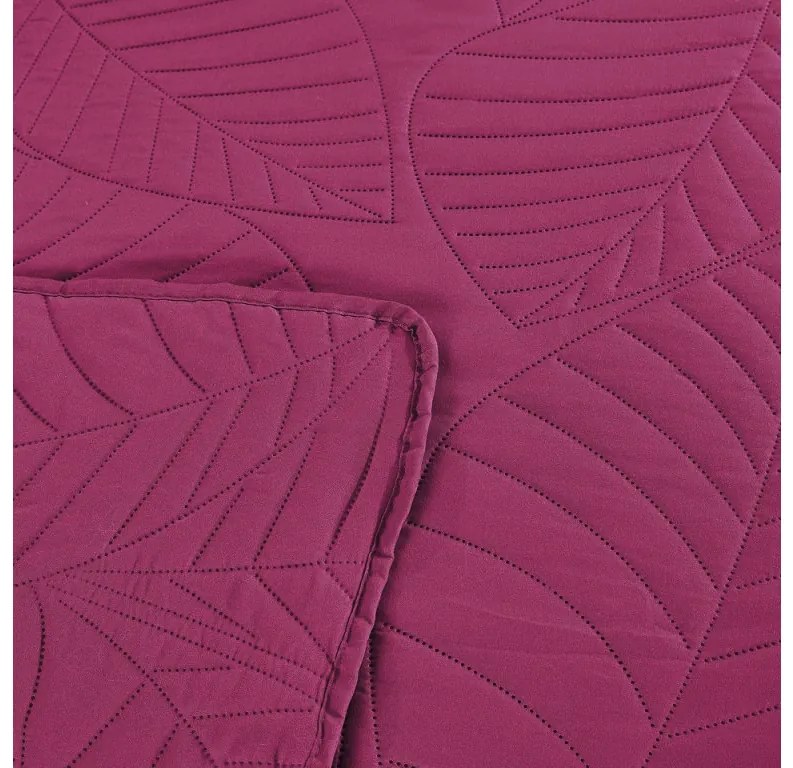 Fioletowa narzuta na łóżko z wzorem LEAVES Rozmiar: 200 x 220 cm