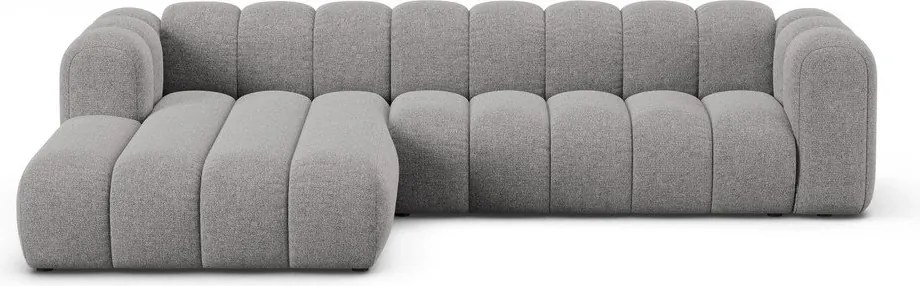 Szary narożnik z tkaniny szenilowej (lewostronny/z szezlongiem) Lupine – Micadoni