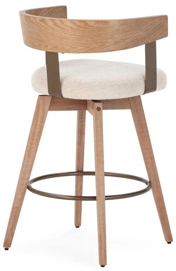 Kremowe/w naturalnym kolorze tapicerowane hokery zestaw z podłokietnikami 2 szt. Ilia – MOME