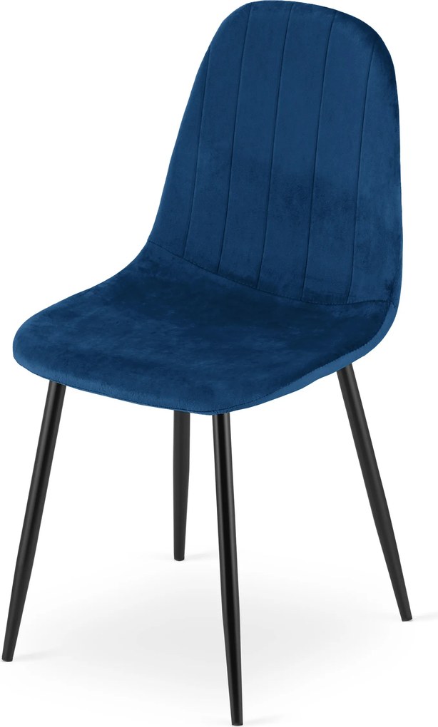 Krzesło do jadalni PADVA VELVET z czarnymi nogami, niebieskie