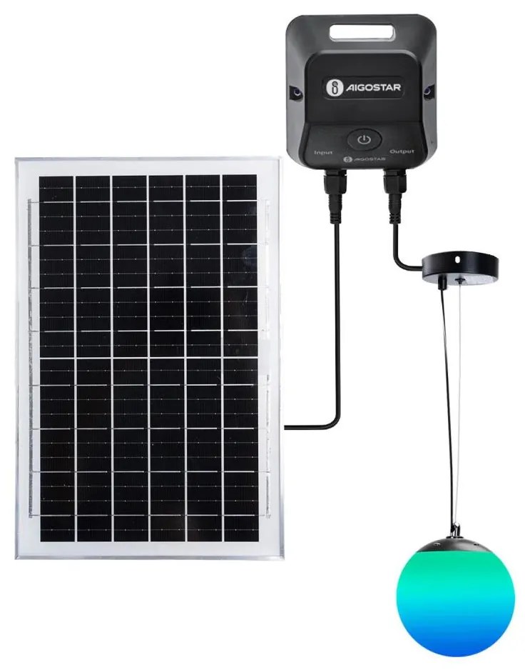 Aigostar-LED RGBW Solarny żyrandol MESH 35W/3,7V 8000 mAh 2700K-6500K IP65 śr. 30 cm