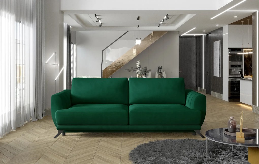 Sofa rozkładana z funkcją spania MEGIS VELVET zielona ELTAP