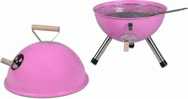 Kolorowy kulisty grill przenośny - różowy