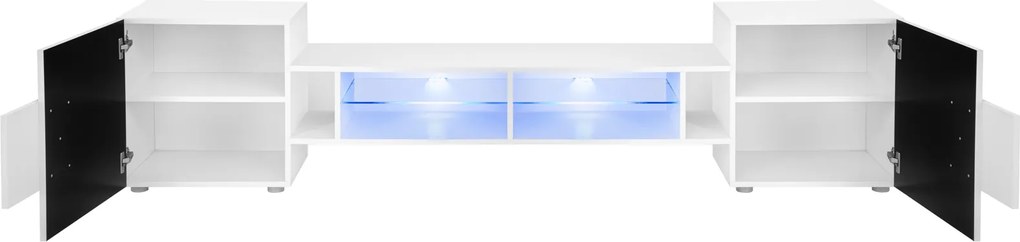 Szeroka szafka RTV Bridge V2 z frontami w kolorze drewna