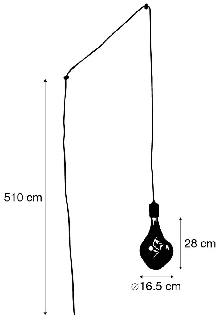Nowoczesna lampa wisząca złota z wtyczką, w tym ściemniana żarówka LED - Cavalux