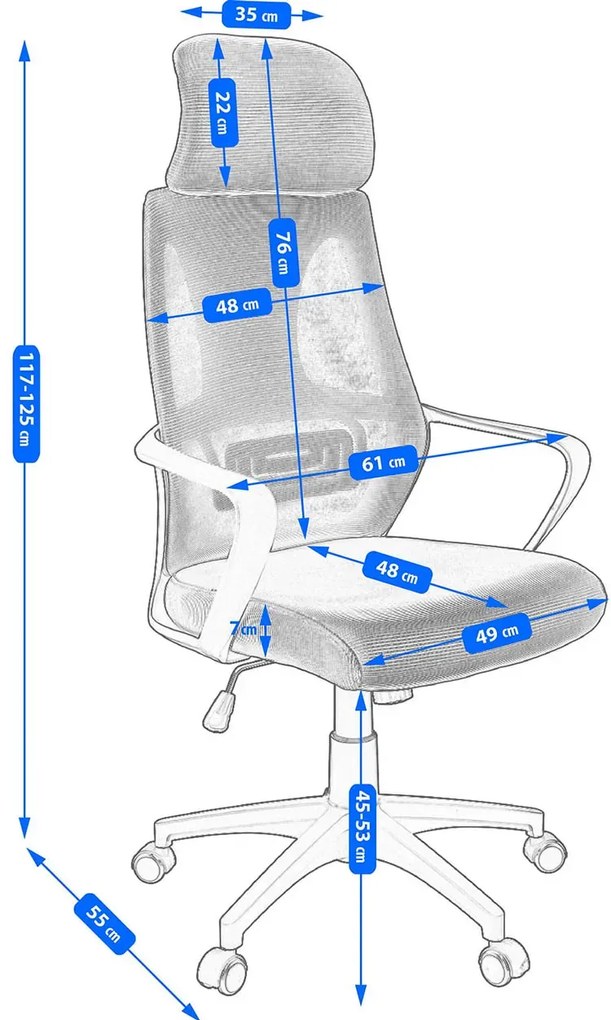 Szare Nowoczesne Ergonomiczne Krzesło Obrotowe Do Biurka T2-A37