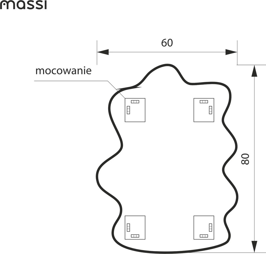 Lustro dekoracyjne w kształcie chmurki oszlifowane podświetlane CLOUD LED | Różne rozmiary : Kolor tafli szkła - Brąz, Rozmiar - 60 x 80 cm