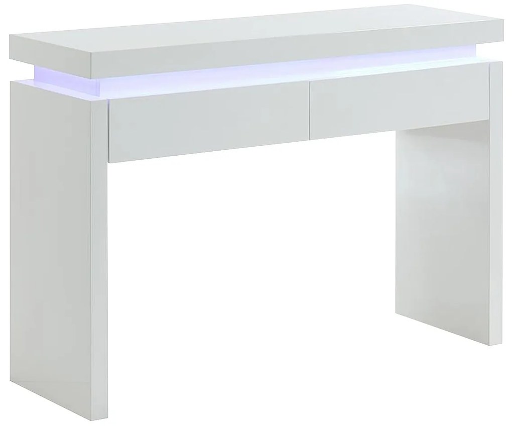 Konsola EMERSON – oświetlenie LED – 2 szuflady – MDF lakierowany w kolorze białym