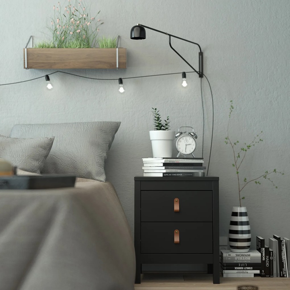 Szafka nocna z szufladami Madrid czarny mat