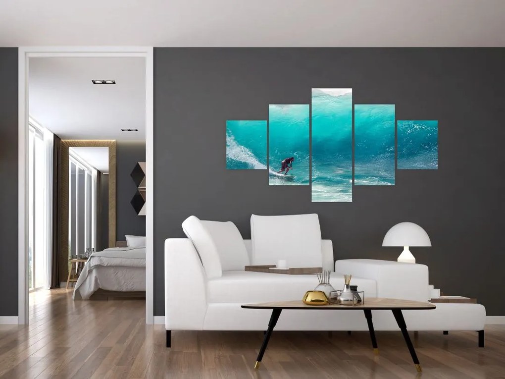 Obraz surfera na falach (125x70 cm)