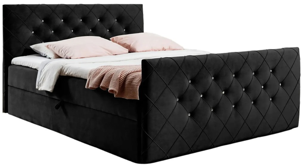 Czarne pikowane łóżko kontynentalne 5 rozmiarów A9-G00