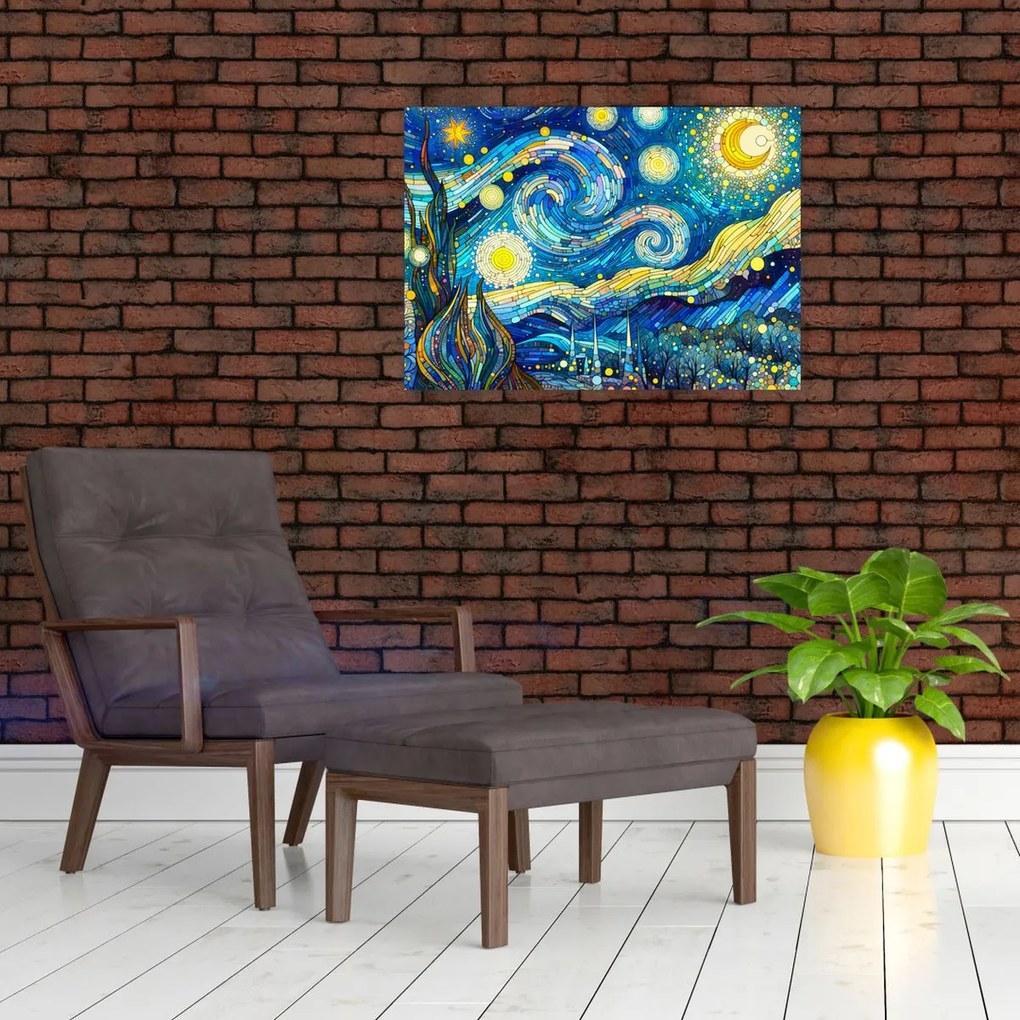 Obraz na szkle – Mozaika gwiaździstej nocy (70x50 cm)