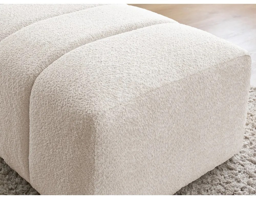 Biały podnóżek z materiału bouclé Annecy – Bobochic Paris