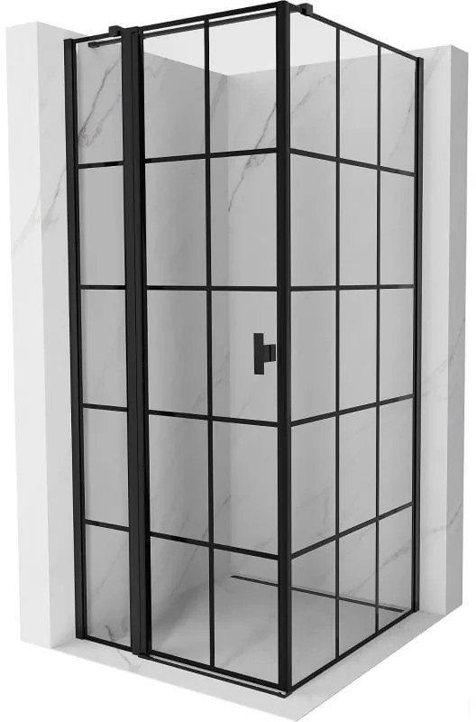 Mexen Mist T kabina prysznicowa uchylna lewa 90 x 90 cm, czarna kratka, czarna - 8A4T-090-090-70-77-L