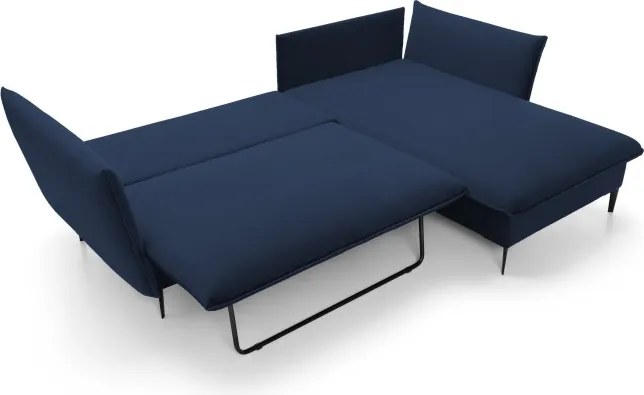 Narożnik GLOSS Prawostronny z funkcją spania, zestaw z poduszkami wolnostojący tkanina RIVIERA 96 Ciemny szary WERSAL