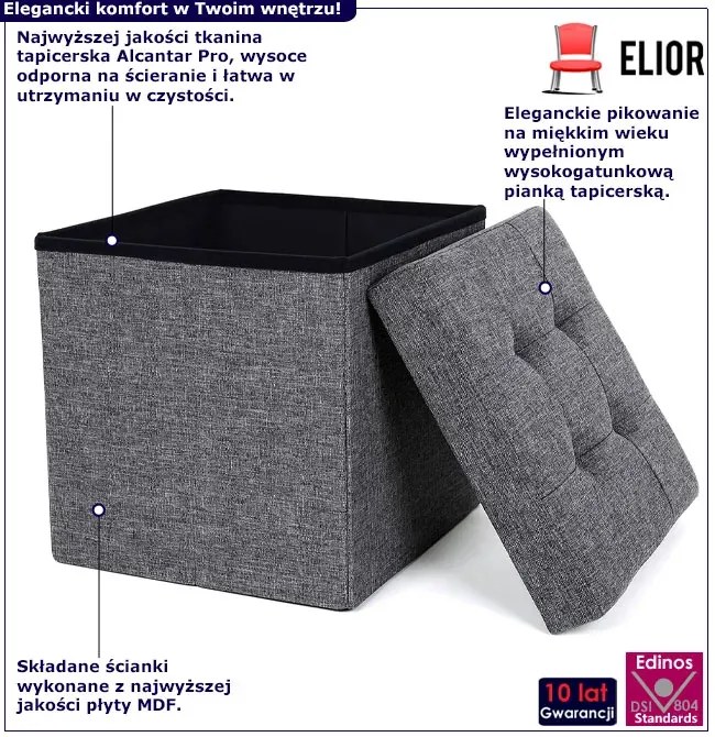 Ciemnoszara pufa pikowana ze schowkiem N3-L74