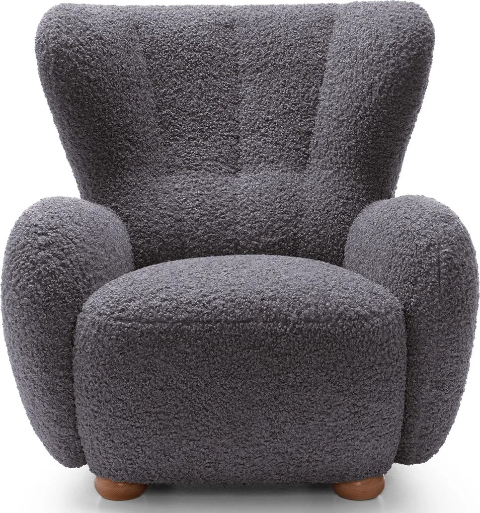 Czarny fotel boucle typu uszak C1-L25