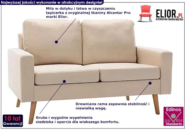 2 osobowa kremowa sofa Elys 4X