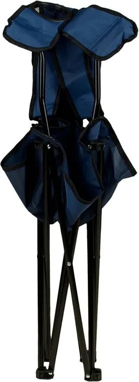 Turystyczne krzesło składane niebieskie z miejscem na napoje