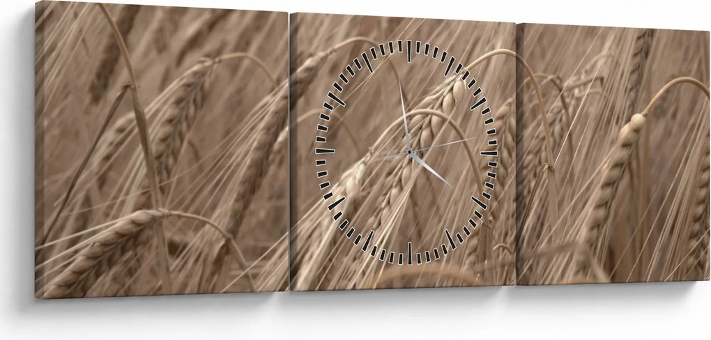 Obraz - Złote pole (z zegarem) (90x30 cm)