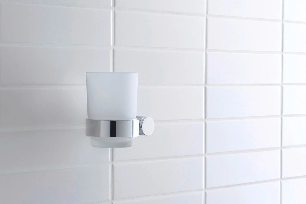 Duravit D-Code kubek na szczoteczki do zębówChrom - lewostronny