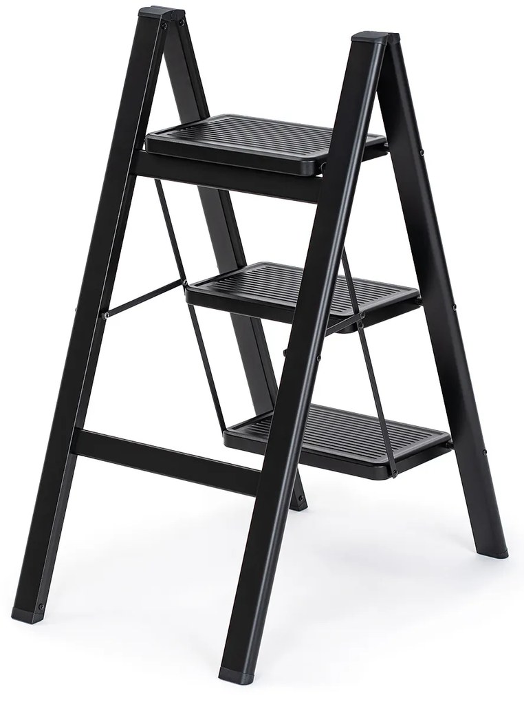4Home Składane schodki stalowe Steel, 3 stopnie,czarne