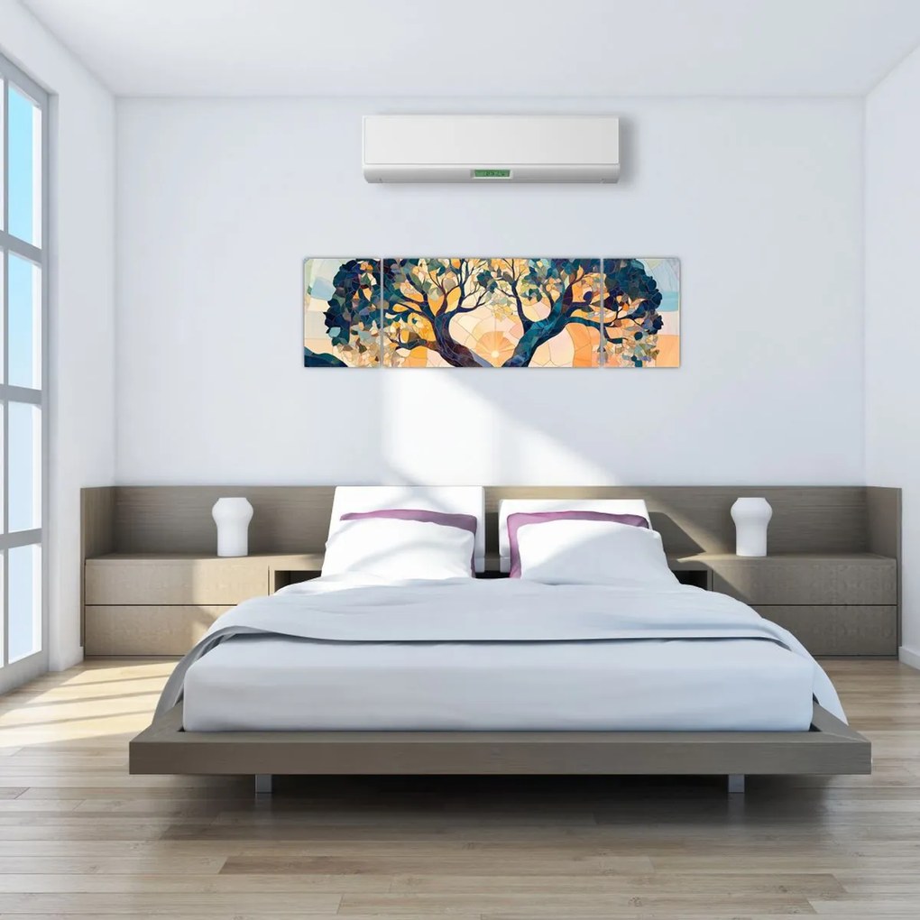 Obraz – Mozaika – słońce i drzewo II. (170x50 cm)