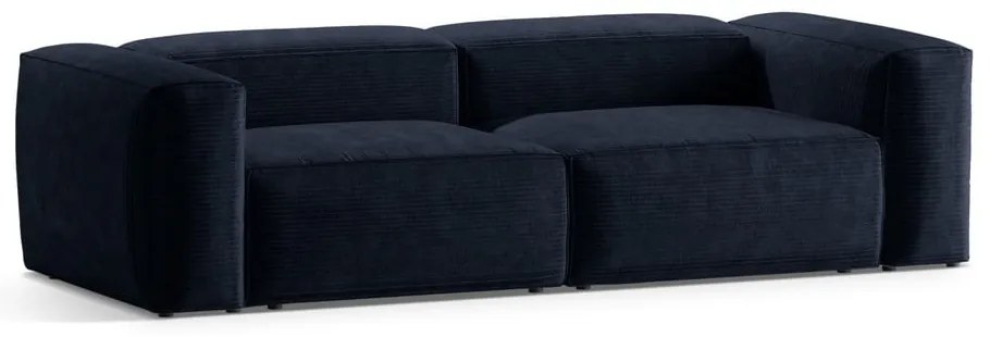 Ciemnoniebieska sztruksowa sofa 264 cm Bergamo – Cosmopolitan Design