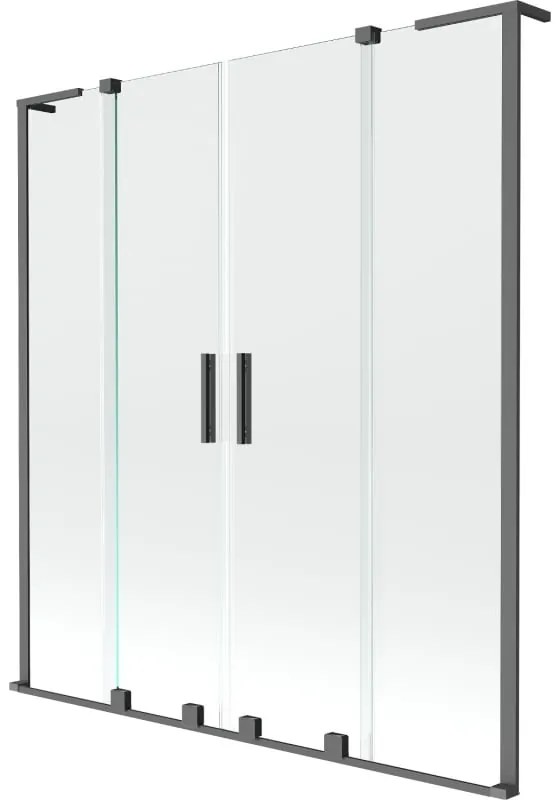 Mexen Velar L Duo parawan nawannowy 2-skrzydłowy rozsuwany 140 x 150 cm, transparent, gun metal - 896-140-003-02-95