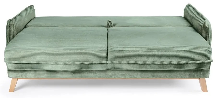 Jasnozielona sztruksowa rozkładana sofa 218 cm Tori – Bonami Selection