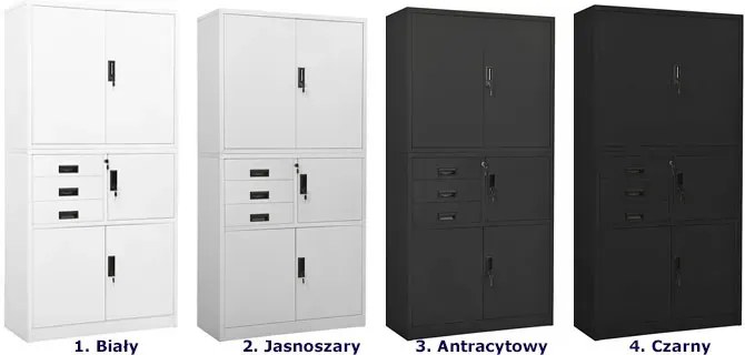 Antracytowa zamykana szafa do biura - Onyx