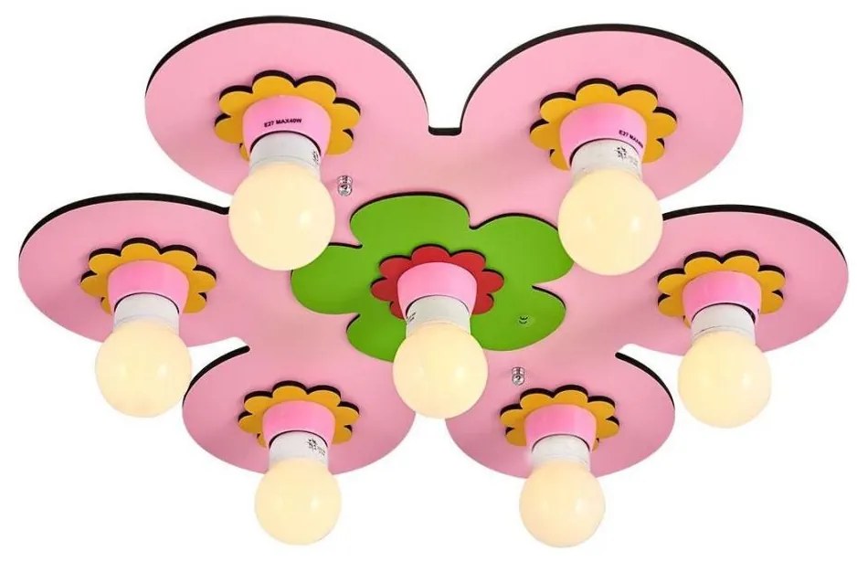 Dziecięca lampa sufitowa LUCCA 7xE27/24W/230V różowa