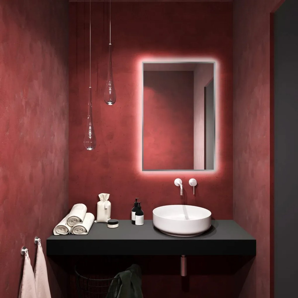 Lustro łazienkowe LUMO 90x60cm srebrne z oświetleniem LED BALTICA DESIGN