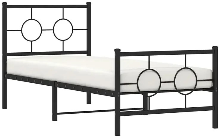 Czarne metalowe łóżko loftowe z zagłówkiem 80x200 cm - SLIM