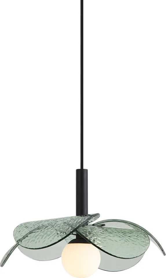 Designerska lampa wisząca czarna z zielonym szkłem - Kemner