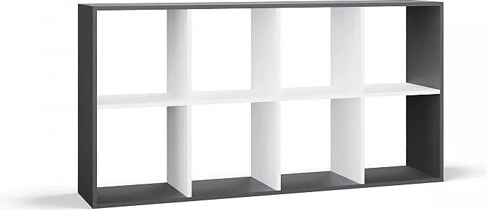 Regał Malax 2X4 |  Antracyt/Biały  | 147x30x75 cm | Regał na książki i zabawki