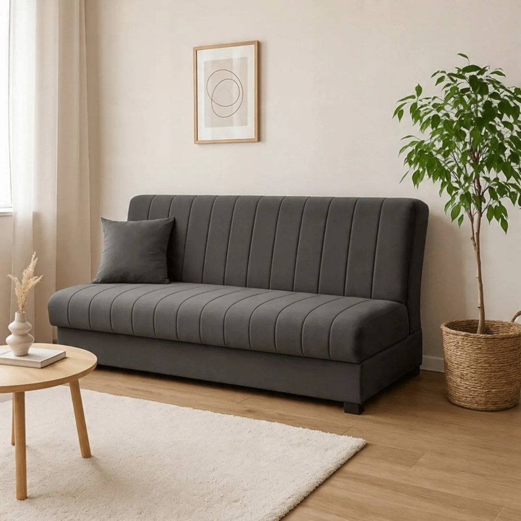 Sofa z Funkcją Spania SIGMA Rozkładana Wersalka Dwuosobowa Szara Nowoczesna do Salonu