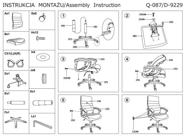 FOTEL OBROTOWY Q-087 CZARNY SIGNAL