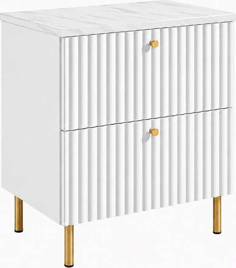 Szafka łazienkowa stojąca z blatem 60, biały + blat z efektem marmuru Bianco, uchwyty w trzech kolorach, nogi złote, 60 x 44,4 x 73,6 cm