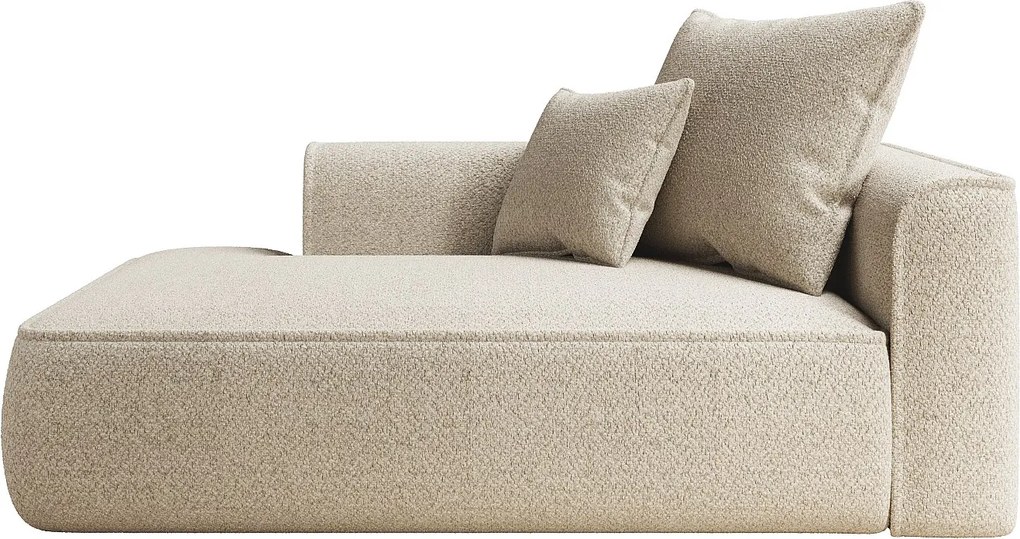 Szezląg lewostronny z tkaniny szenilowej beżowej PINATA