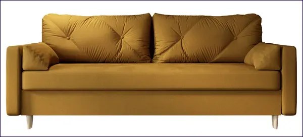 Musztardowa Sofa Rozkładana Z Pojemnikiem Na Pościel B0-B87